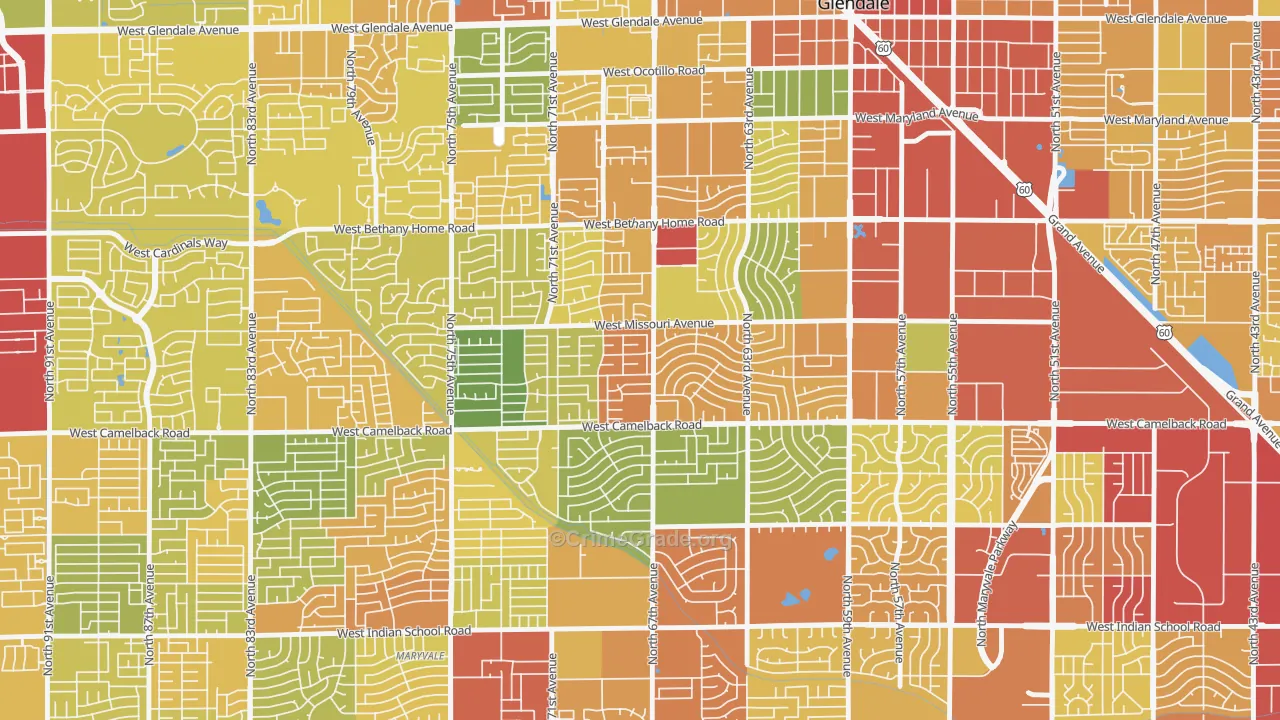 Ironwood Terrace, Glendale, AZ Map of Theft Rates