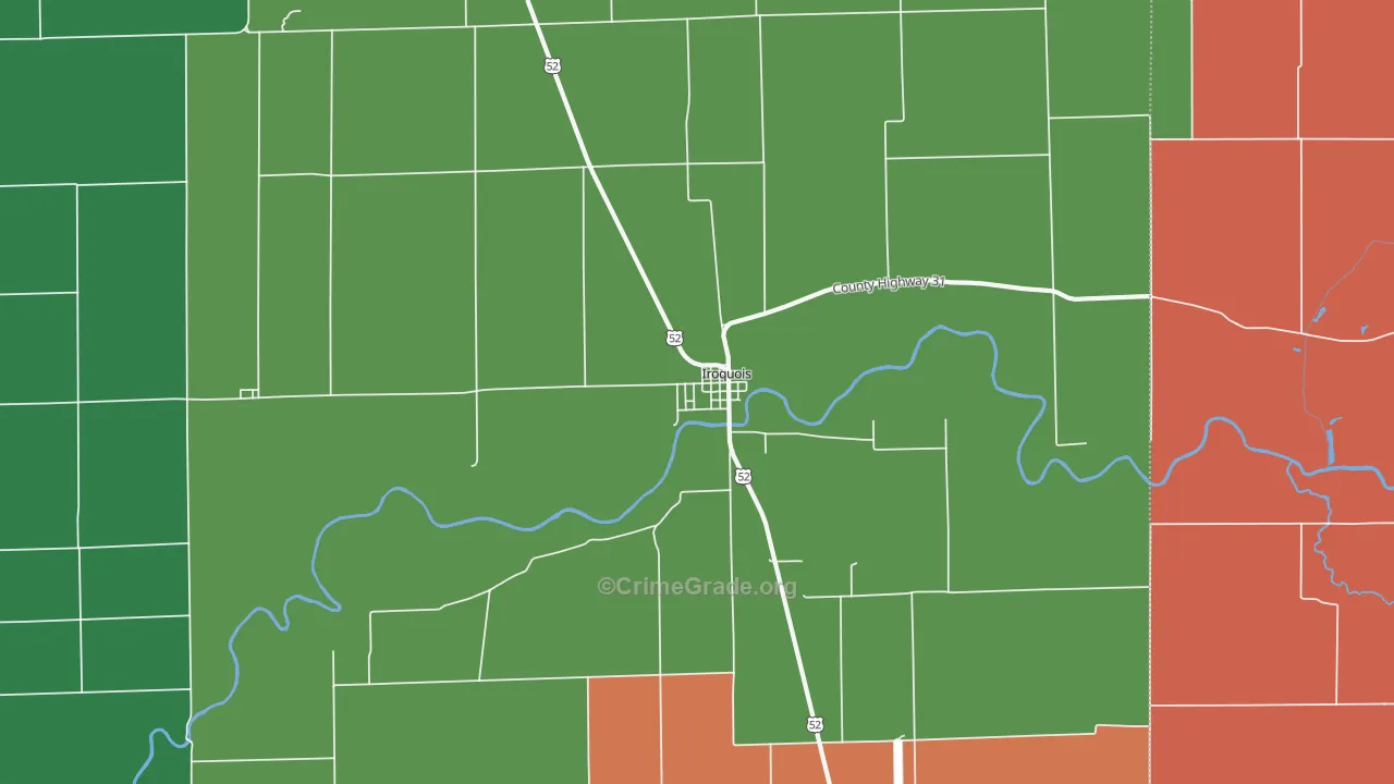 Iroquois, IL Map of Theft Rates