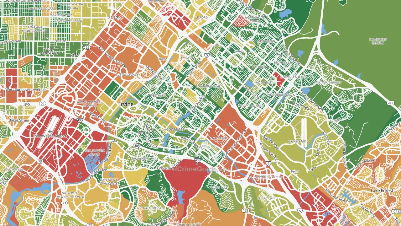 Irvine, CA Map of Theft Rates