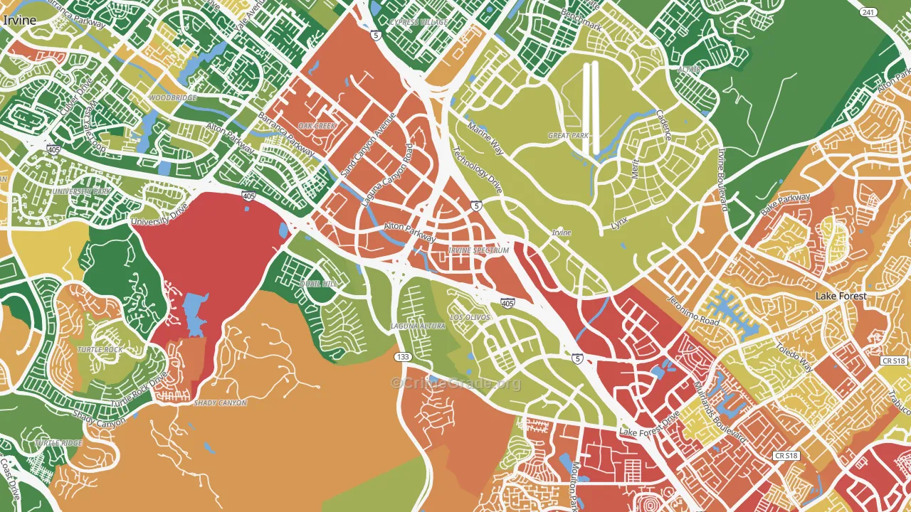 Irvine Health and Science Complex, Irvine, CA Map of Theft Rates