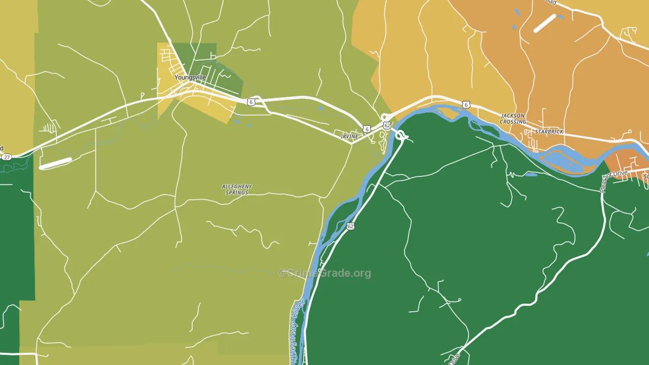 Irvine, PA Map of Theft Rates
