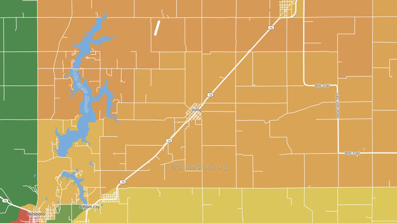 Irving, IL Map of Theft Rates