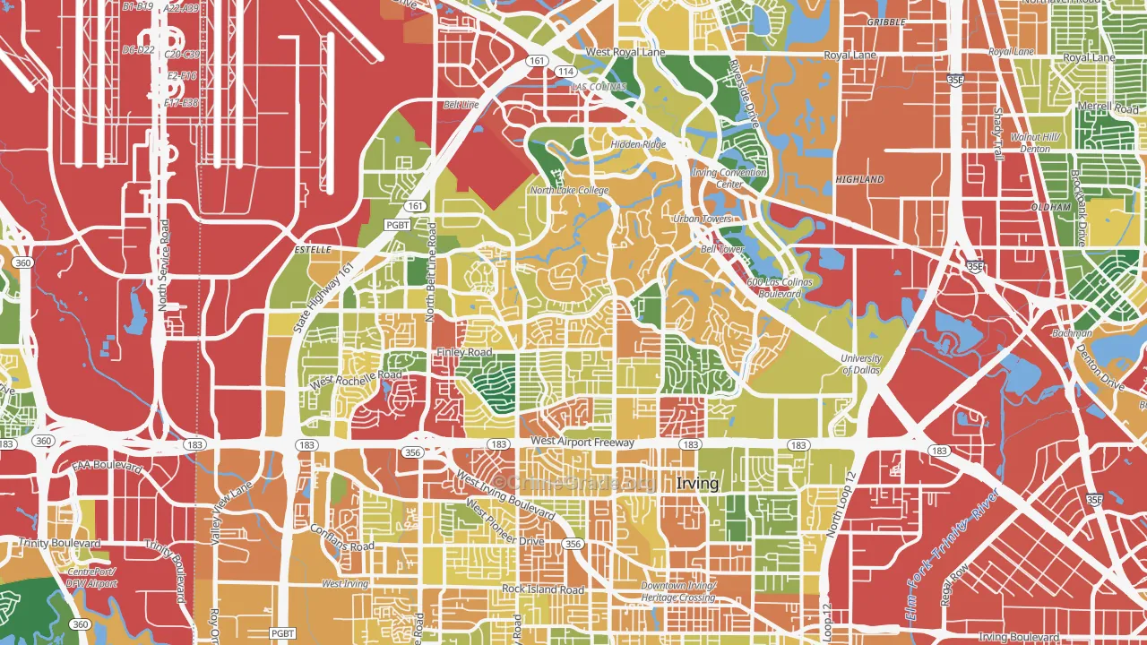 Irving, TX Map of Theft Rates