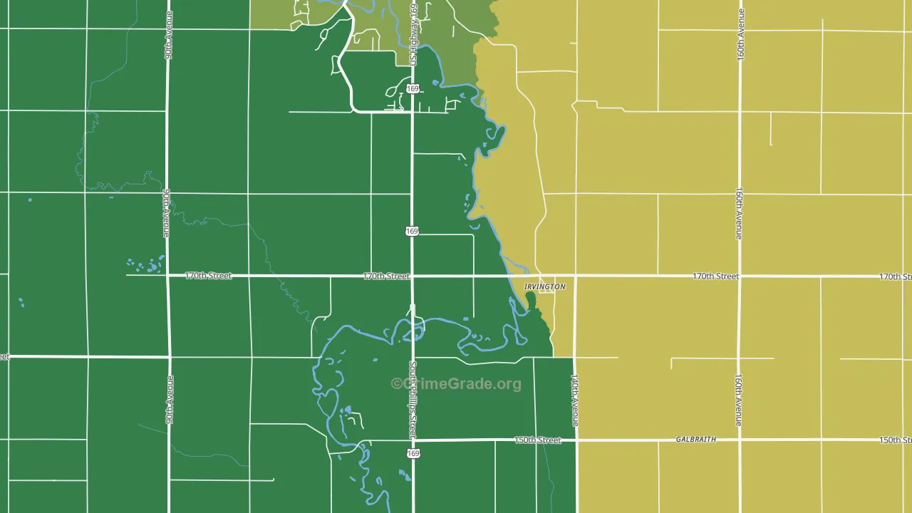 Irvington, IA Map of Theft Rates