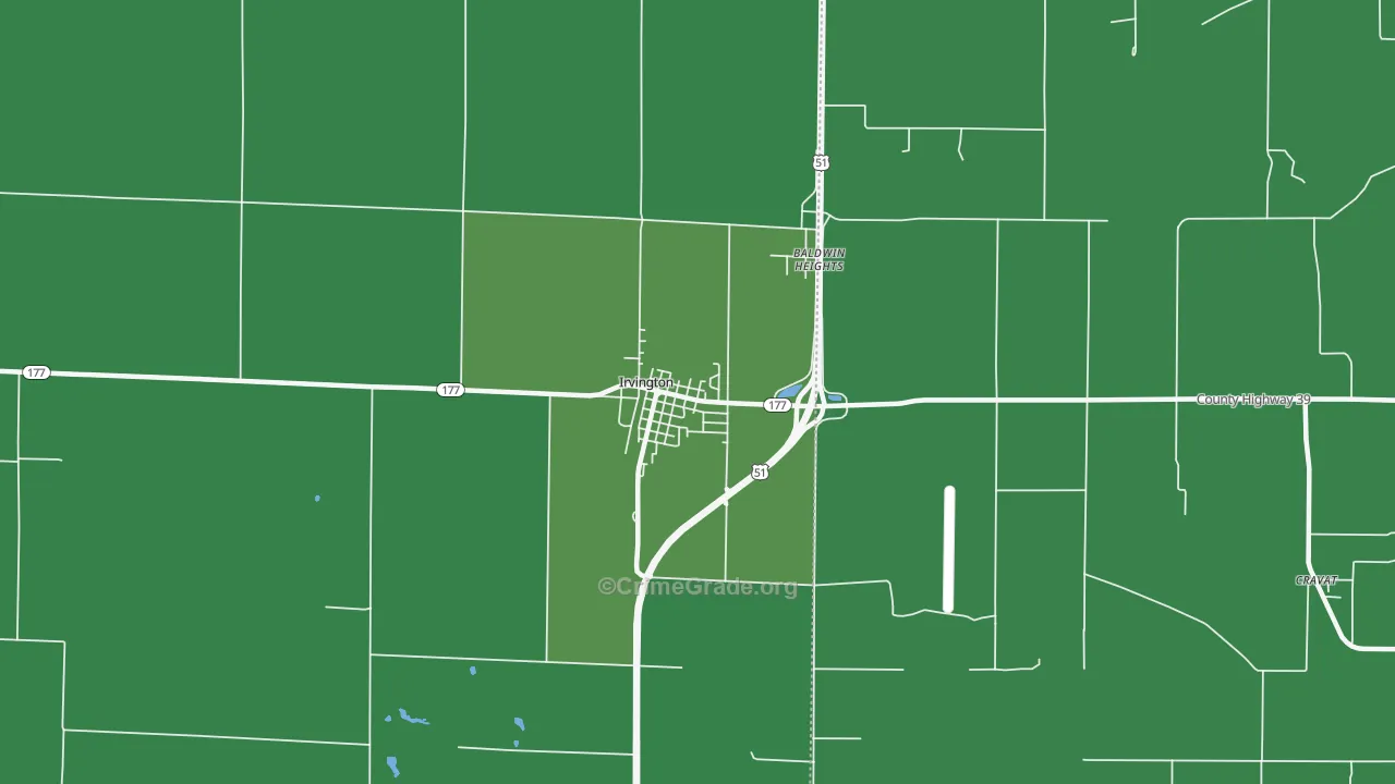 Irvington, IL Map of Theft Rates