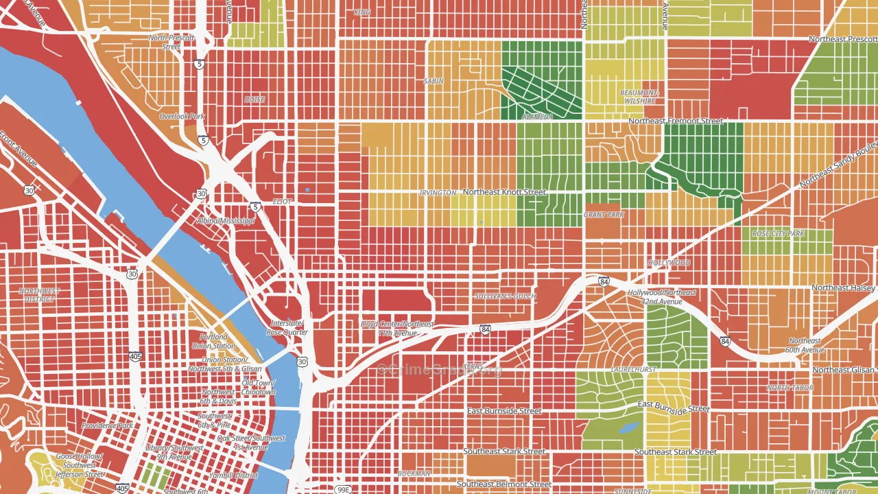 Irvington, Portland, OR Map of Theft Rates