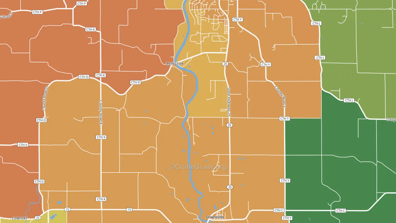Irvington, WI Map of Theft Rates