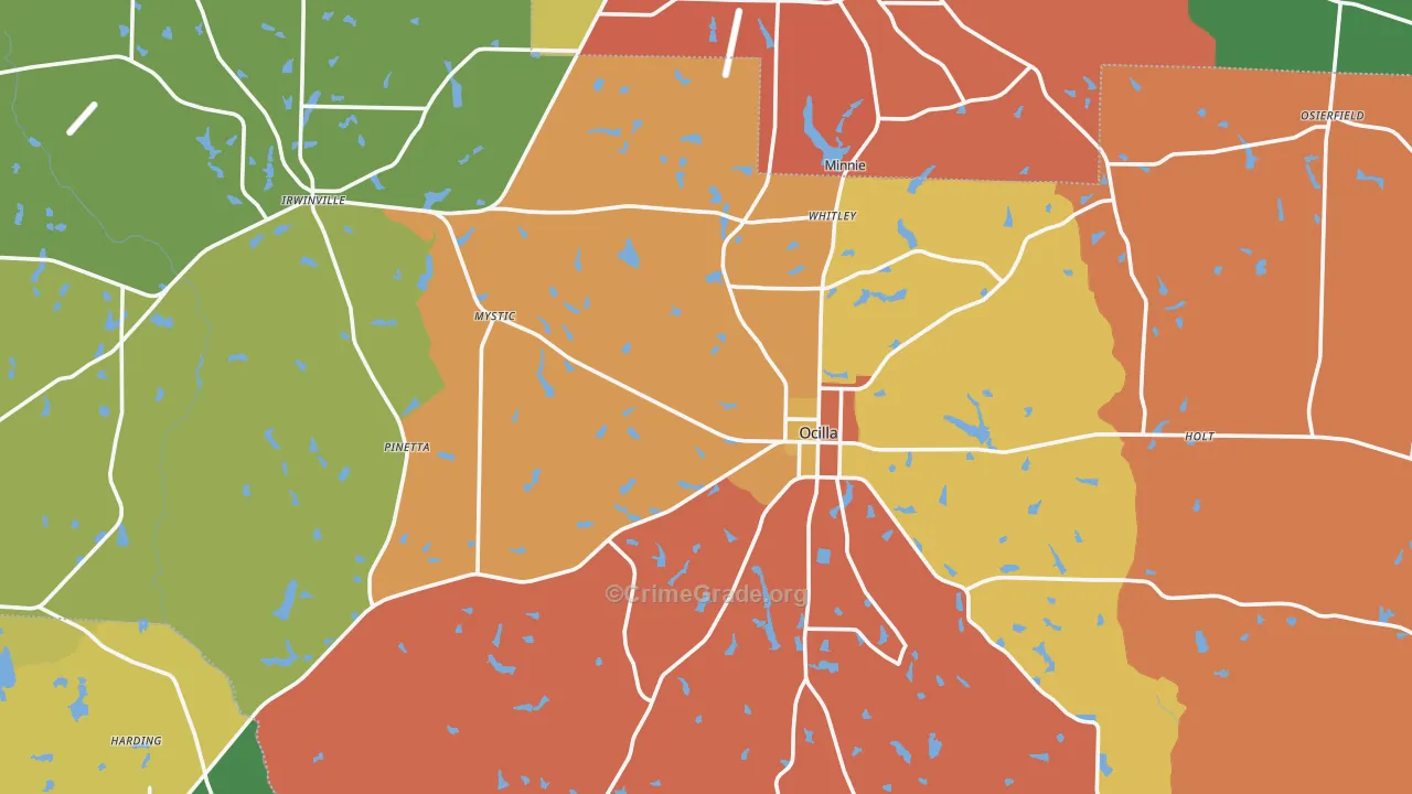 Irwin County, GA Map of Theft Rates