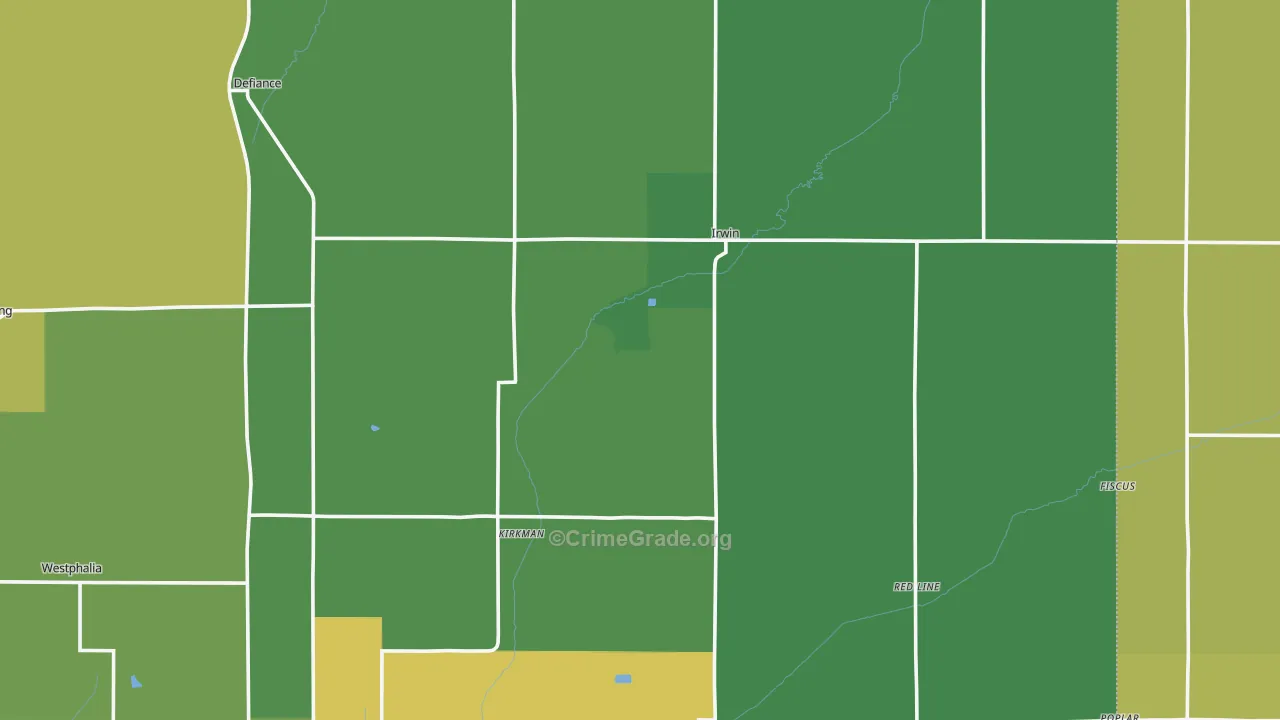 Irwin, IA Map of Theft Rates