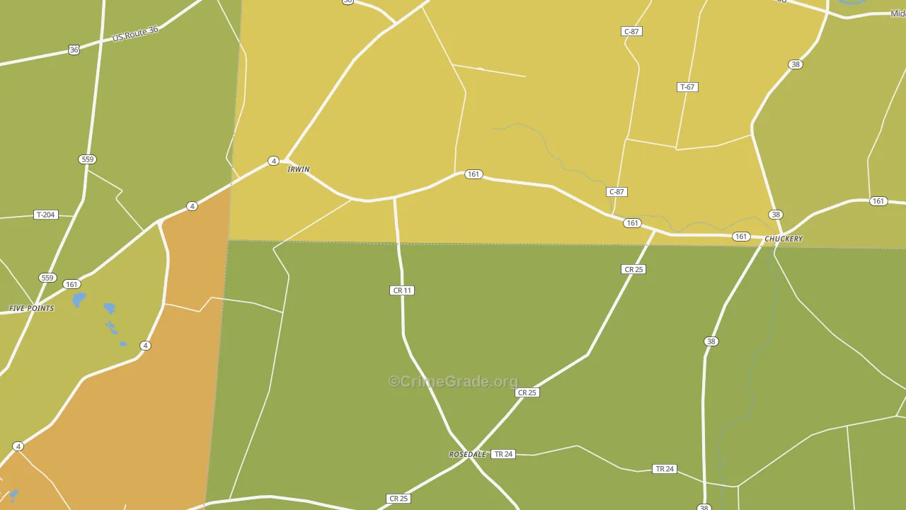 Irwin, OH Map of Theft Rates