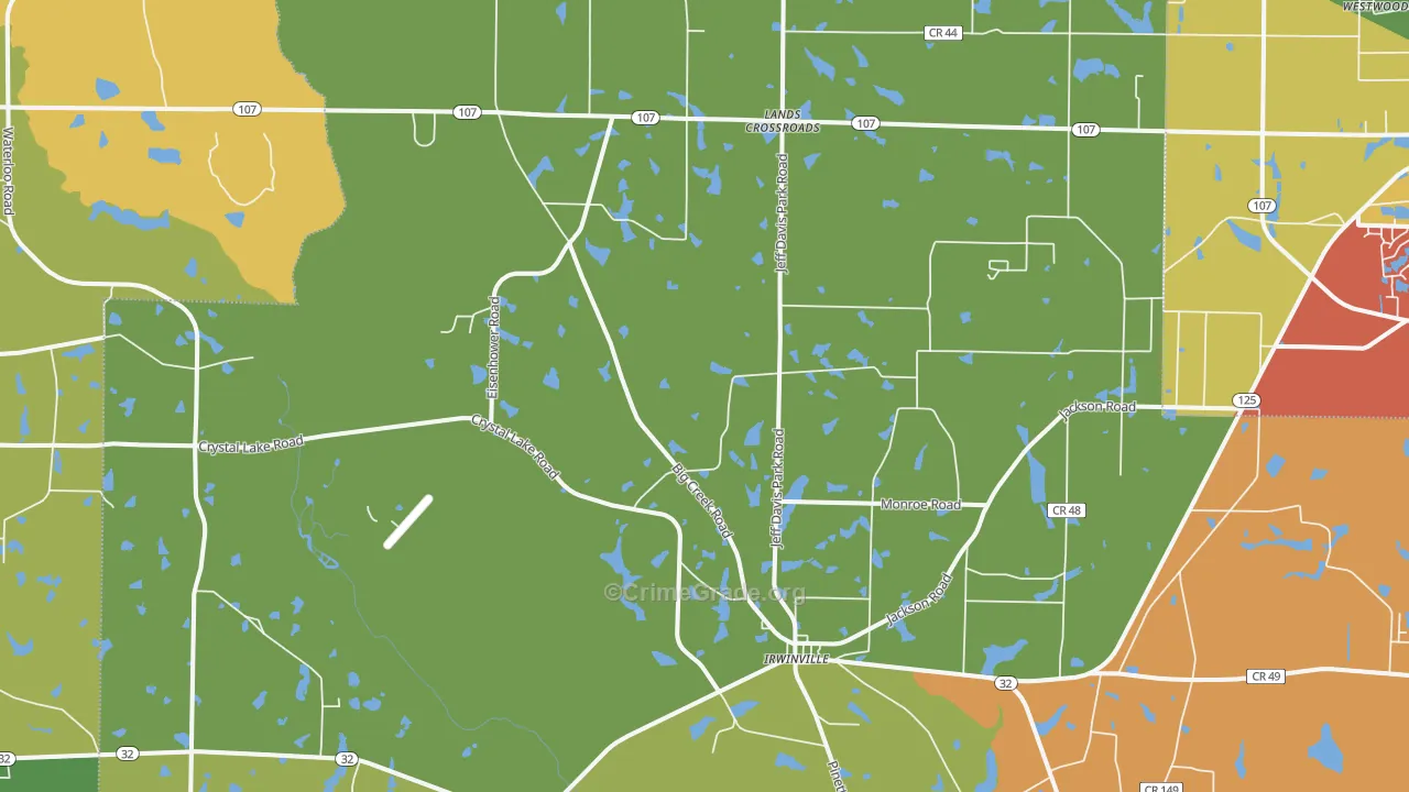 Irwinville, GA Map of Theft Rates