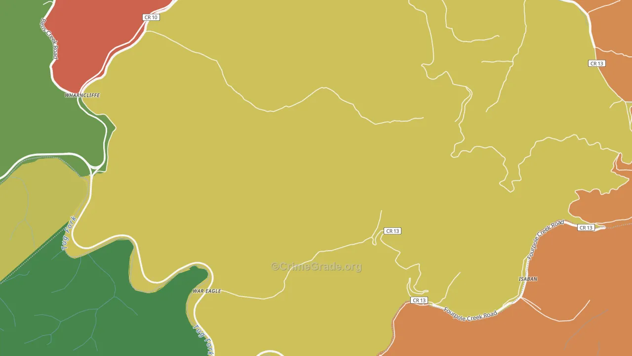Isaban, WV Map of Theft Rates