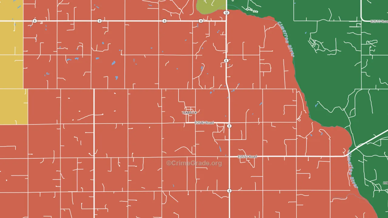 Isabella, OK Map of Theft Rates