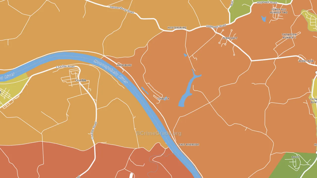 Isabella, PA Map of Theft Rates