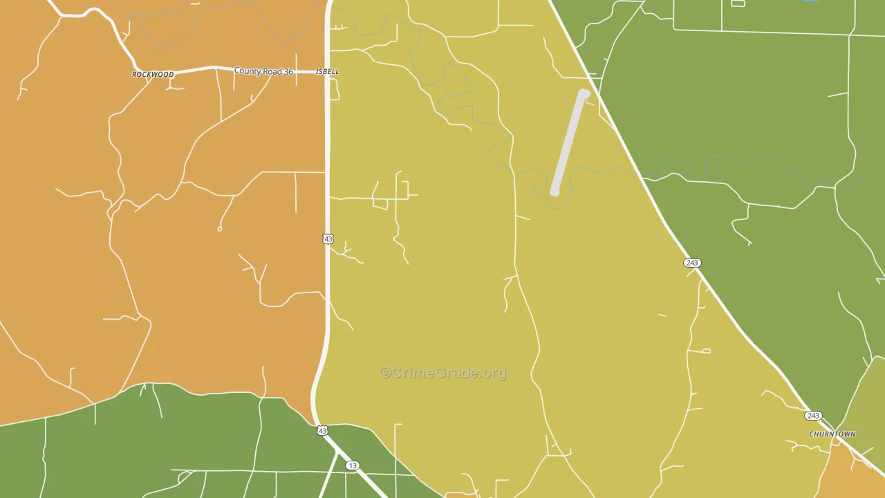 Isbell, AL Map of Theft Rates