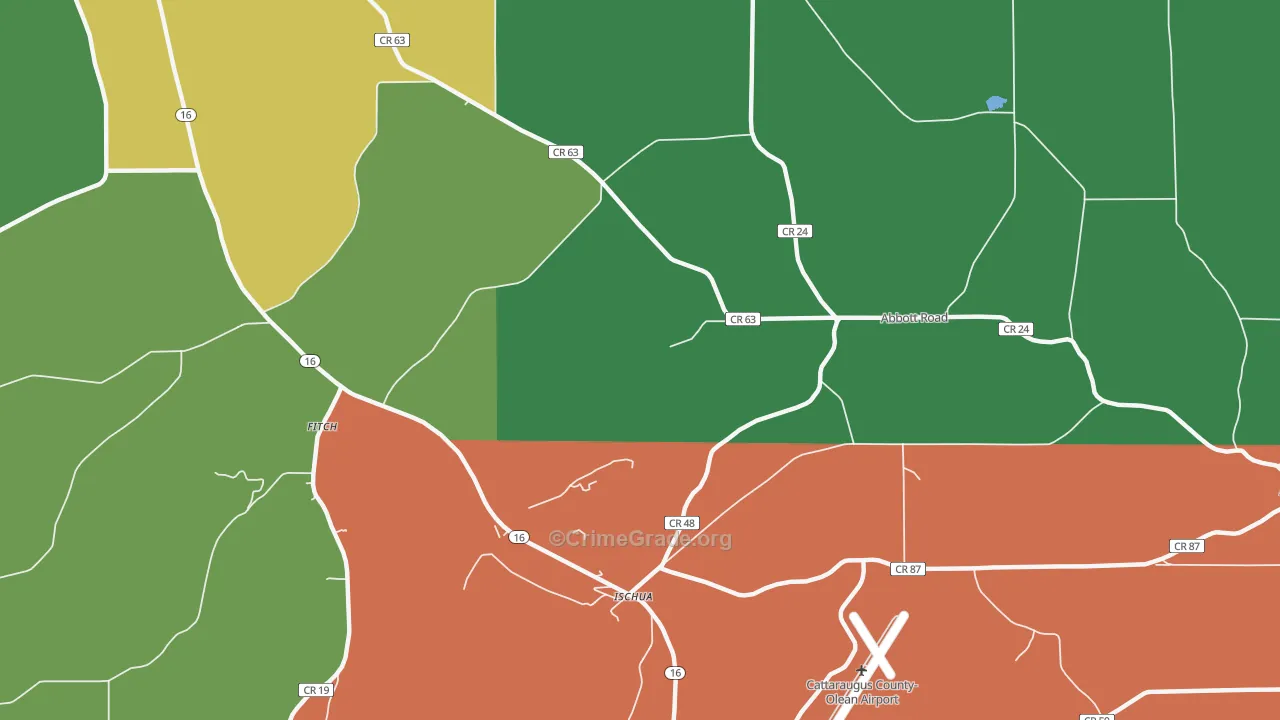 Ischua, NY Map of Theft Rates