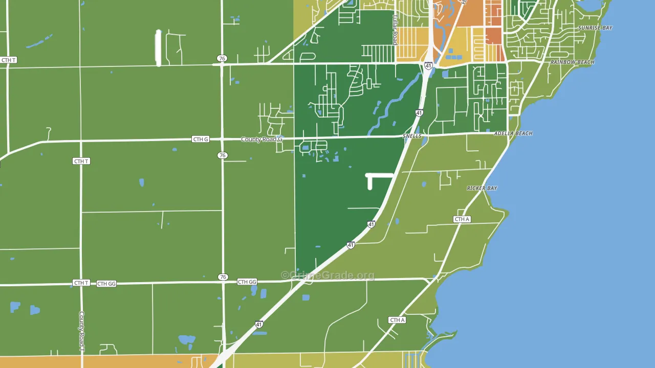 Island Beach, WI Map of Theft Rates