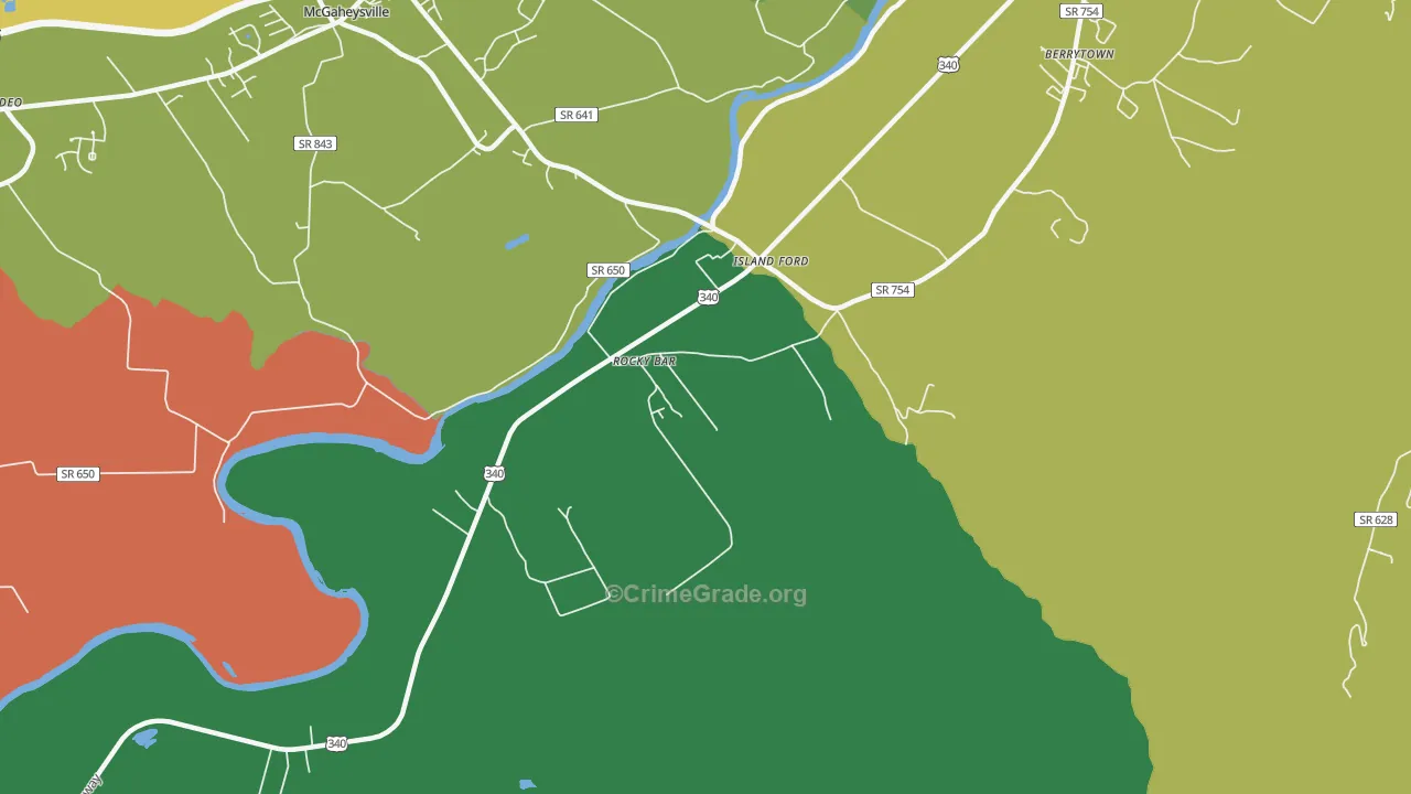 Island Ford, VA Map of Theft Rates