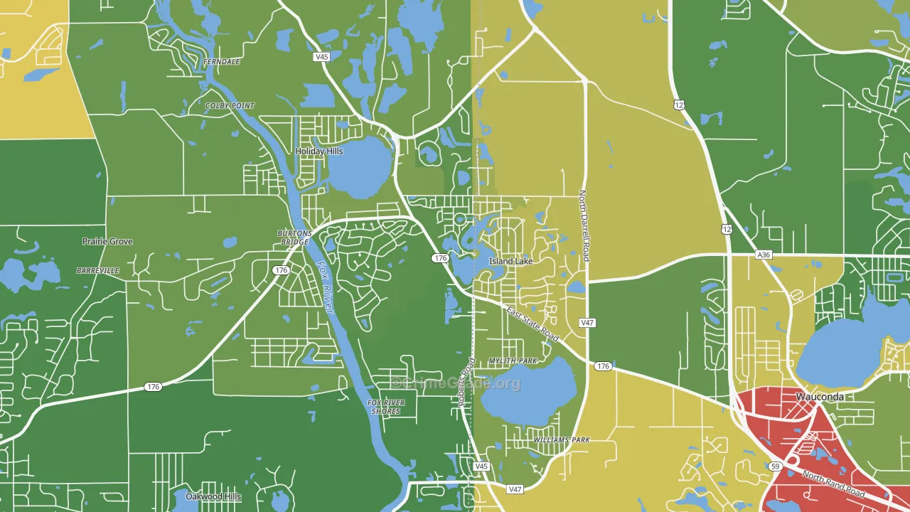 Island Lake, IL Map of Theft Rates