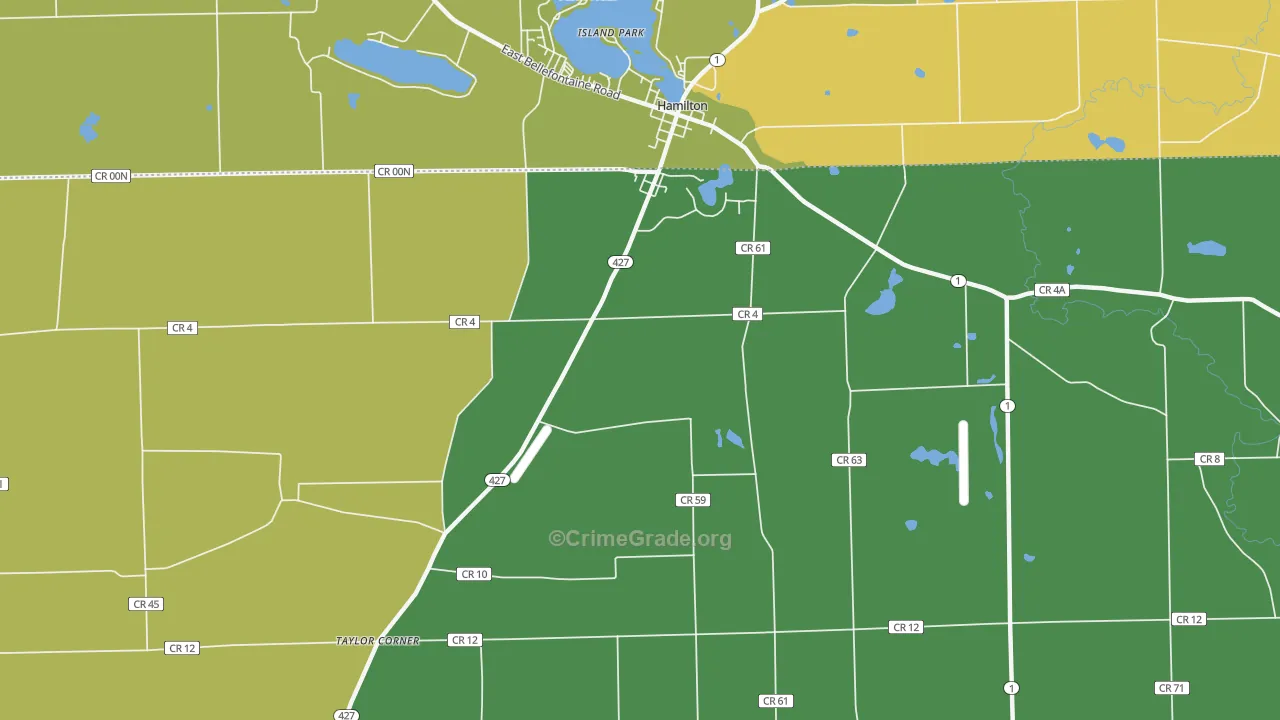 Island Park, IN Map of Theft Rates