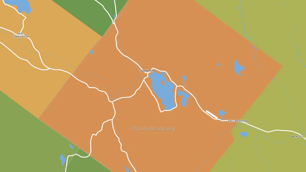 Island Pond, VT Map of Theft Rates