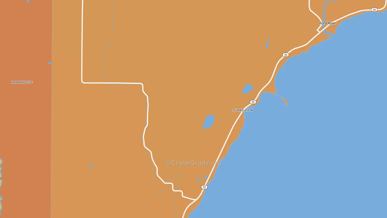 Island View, MI Map of Theft Rates