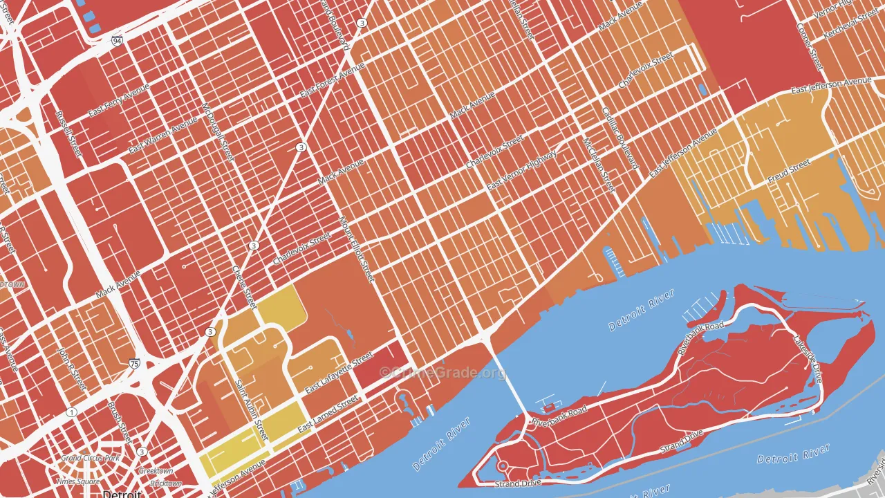 Islandview, Detroit, MI Map of Theft Rates