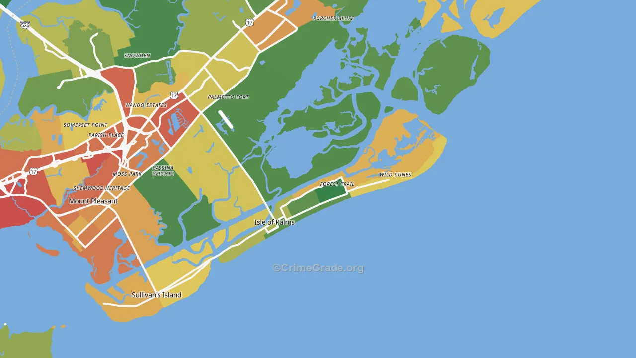 Isle Of Palms, SC Map of Theft Rates
