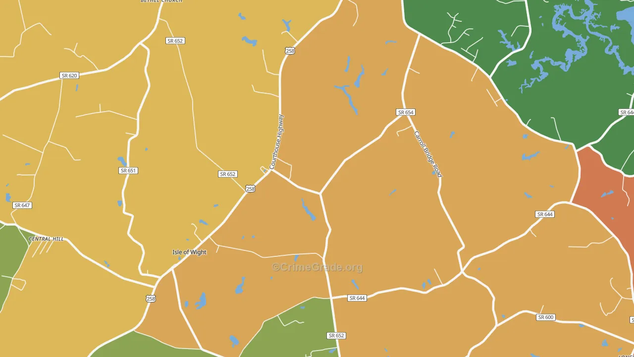 Isle of Wight, VA Map of Theft Rates