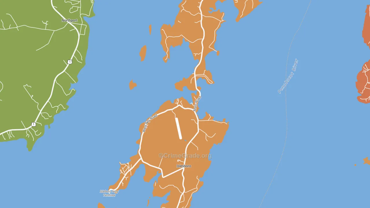 Islesboro, ME Map of Theft Rates