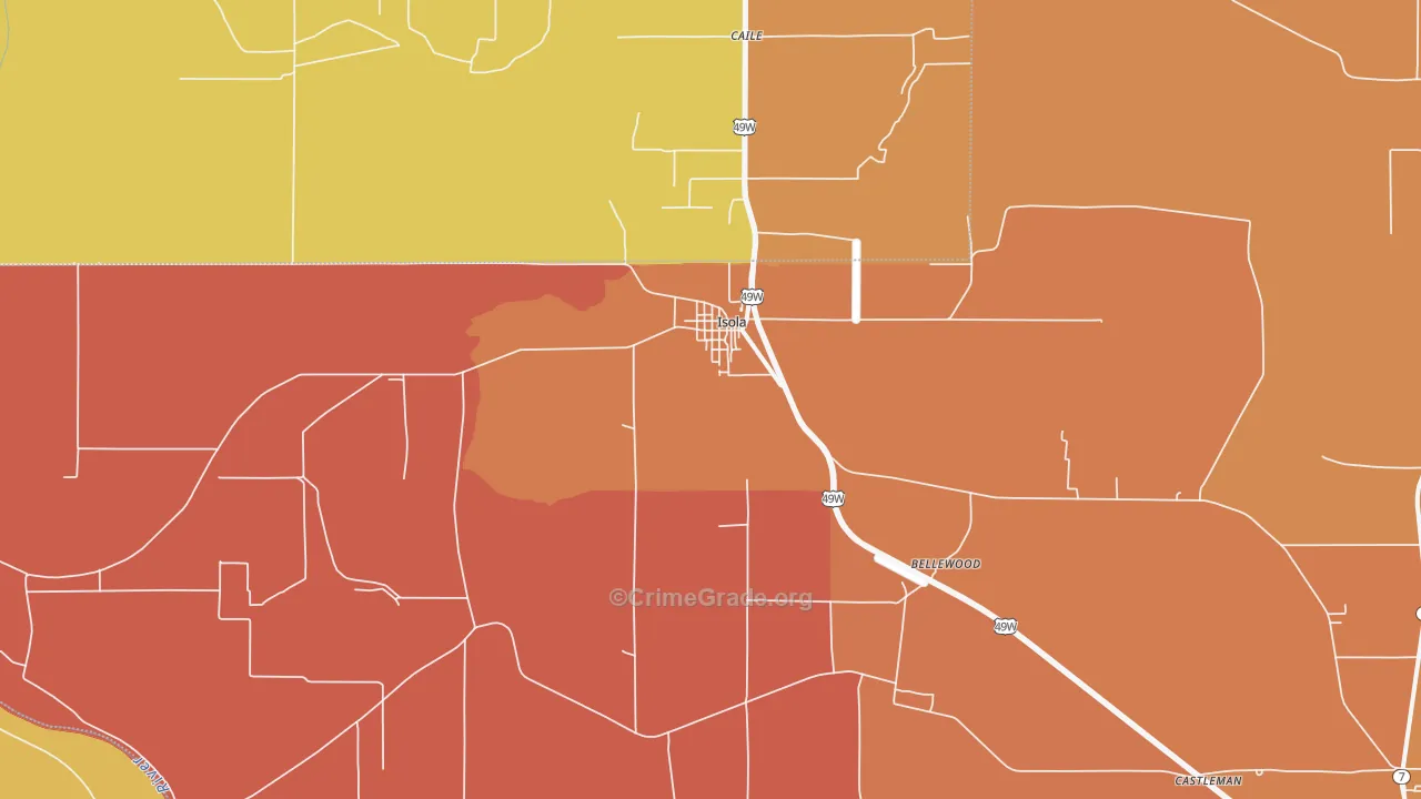 Isola, MS Map of Theft Rates