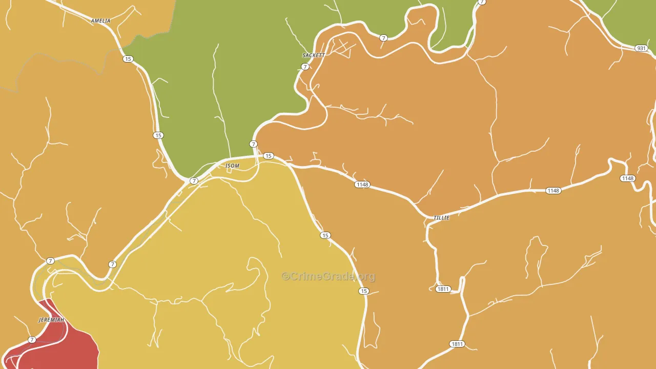 Isom, KY Map of Theft Rates