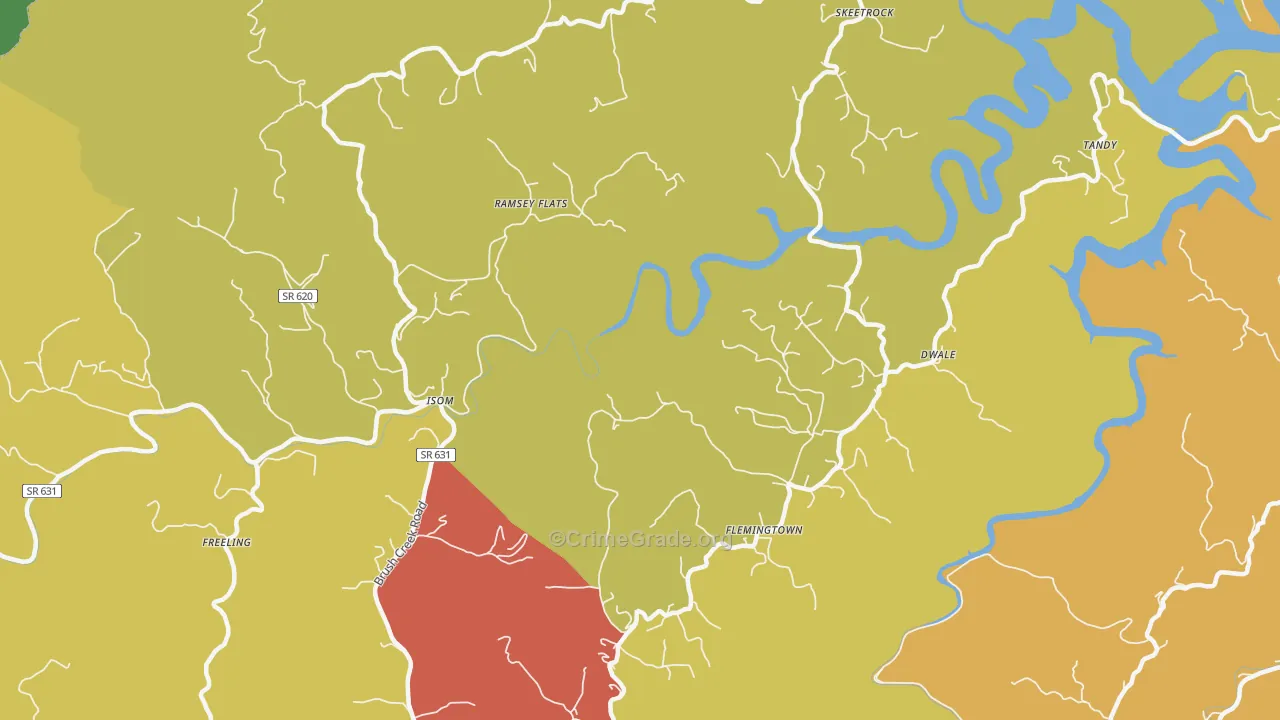 Isom, VA Map of Theft Rates