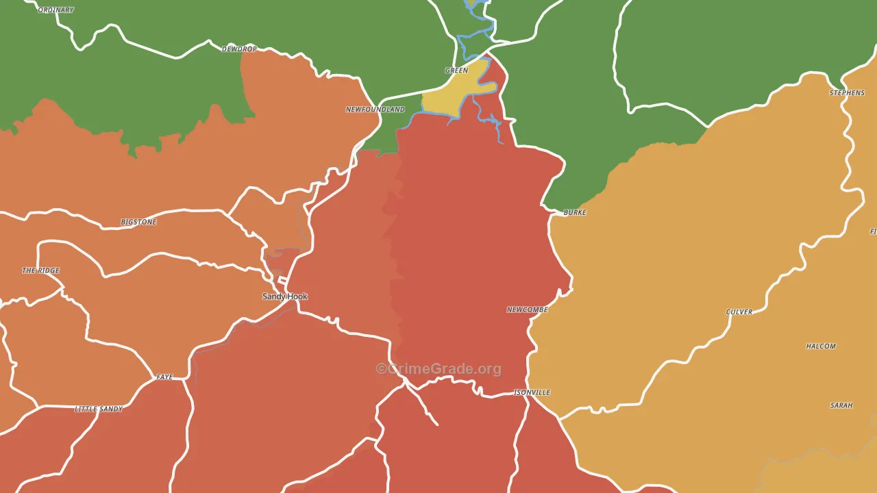 Isonville, KY Map of Theft Rates