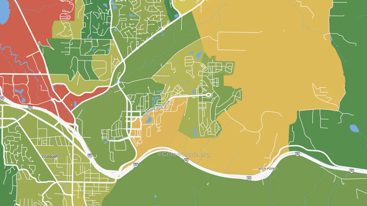 Issaquah Highlands, Issaquah, WA Map of Theft Rates
