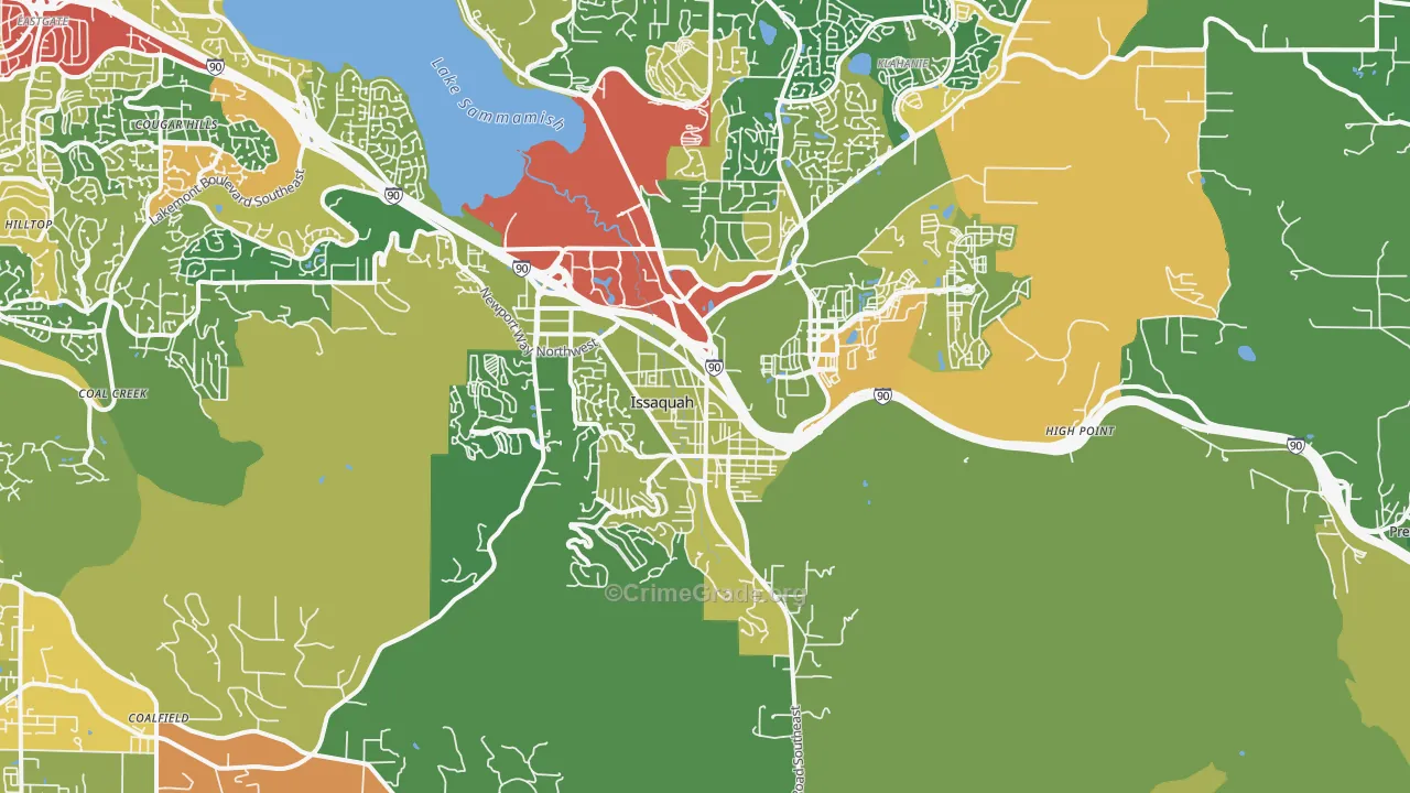 Issaquah, WA Map of Theft Rates