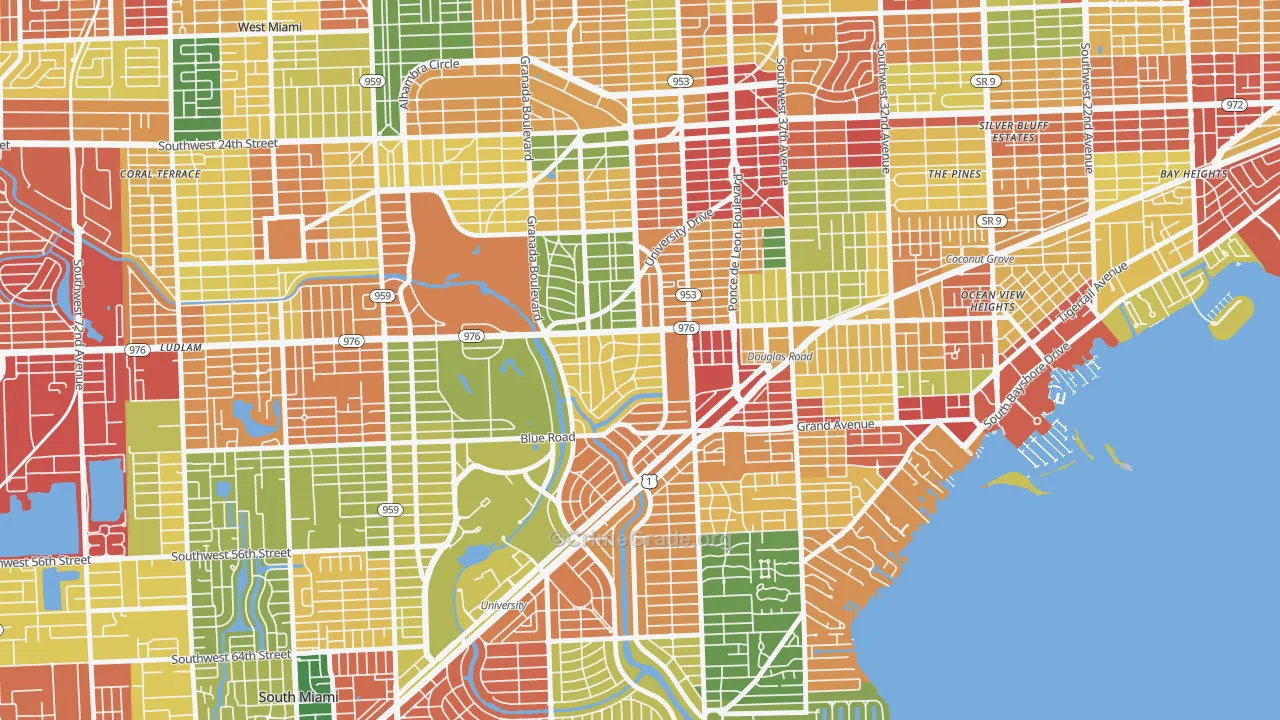Italian Village, Coral Gables, FL Map of Theft Rates