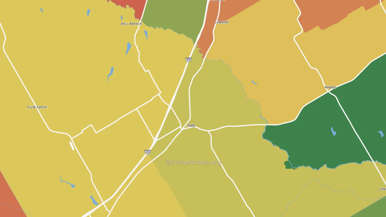 Italy, TX Map of Theft Rates
