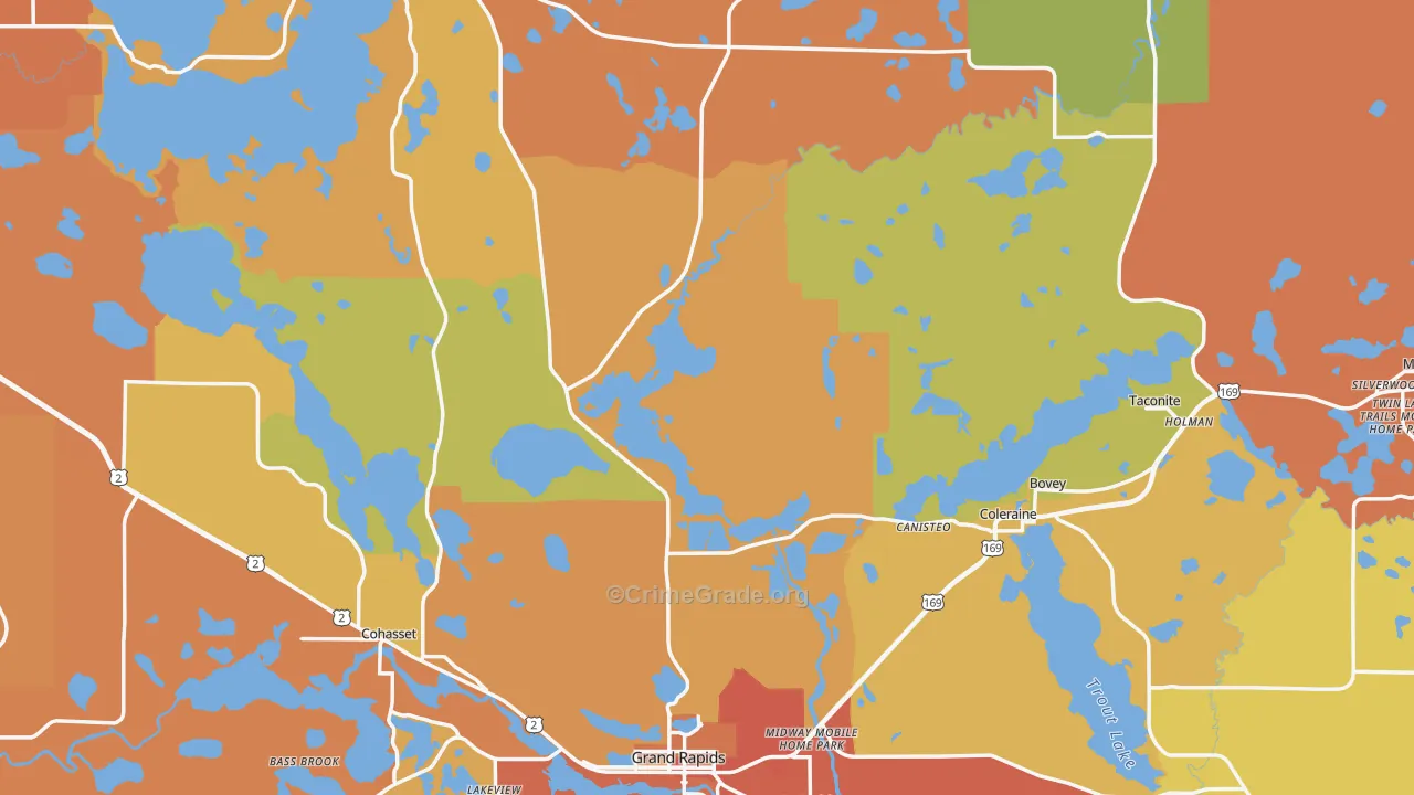 Itasca County, MN Map of Theft Rates