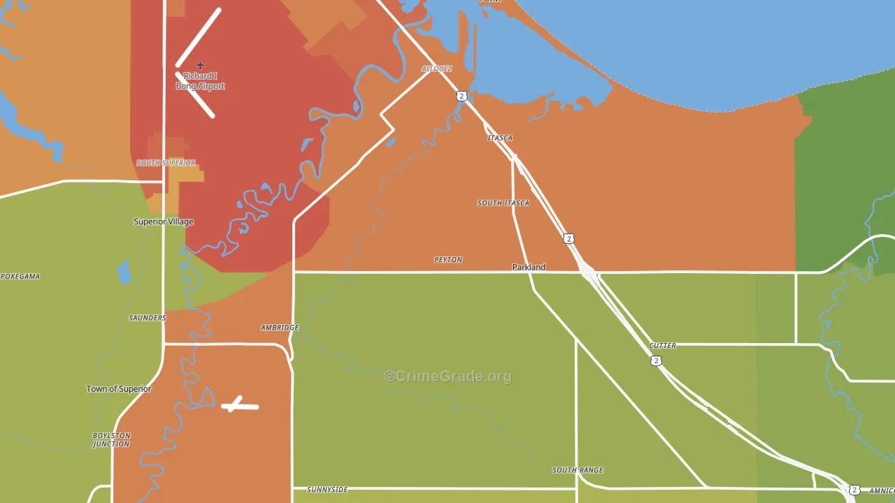 Itasca, WI Map of Theft Rates