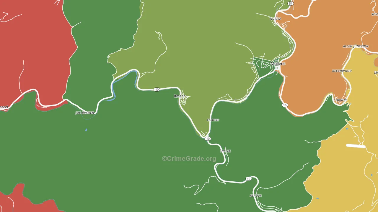 Itmann, WV Map of Theft Rates
