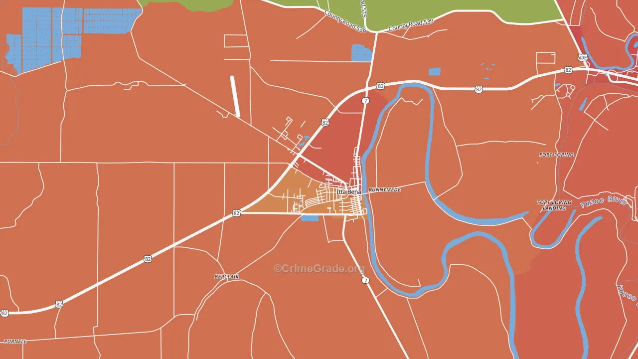 Itta Bena, MS Map of Theft Rates
