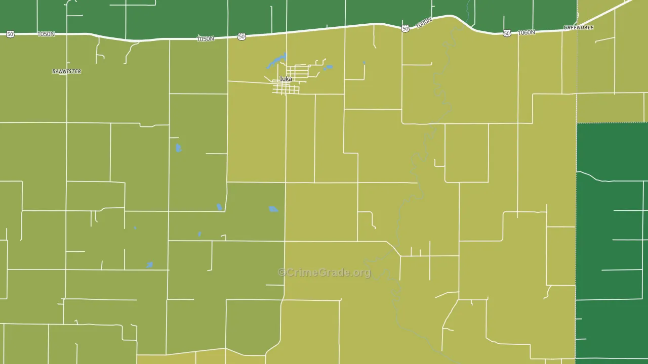 Iuka, IL Map of Theft Rates