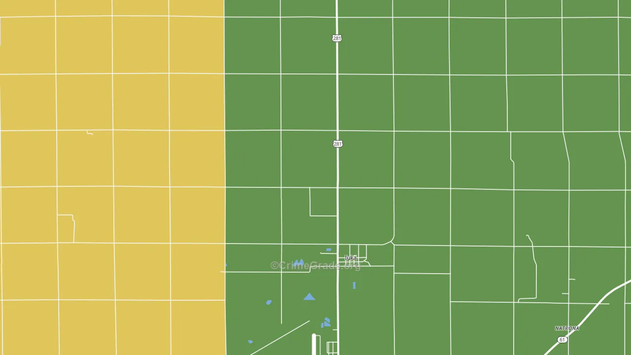 Iuka, KS Map of Theft Rates