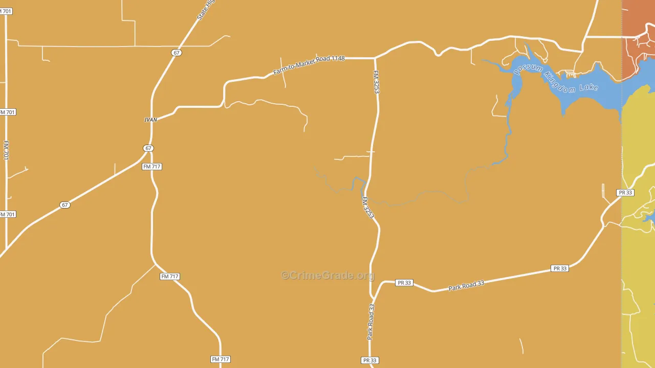 Ivan, TX Map of Theft Rates