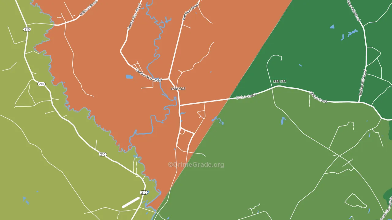Ivanhoe, NC Map of Theft Rates