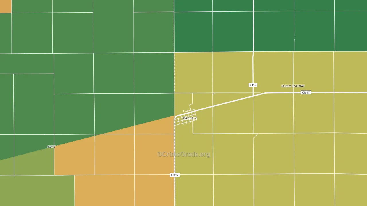 Ivesdale, IL Map of Theft Rates