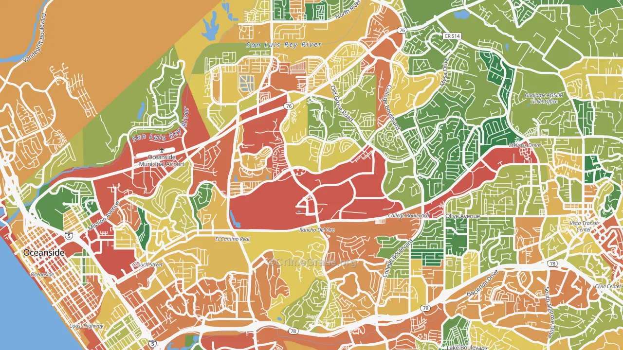 Ivey Ranch-Rancho del Oro, Oceanside, CA Map of Theft Rates