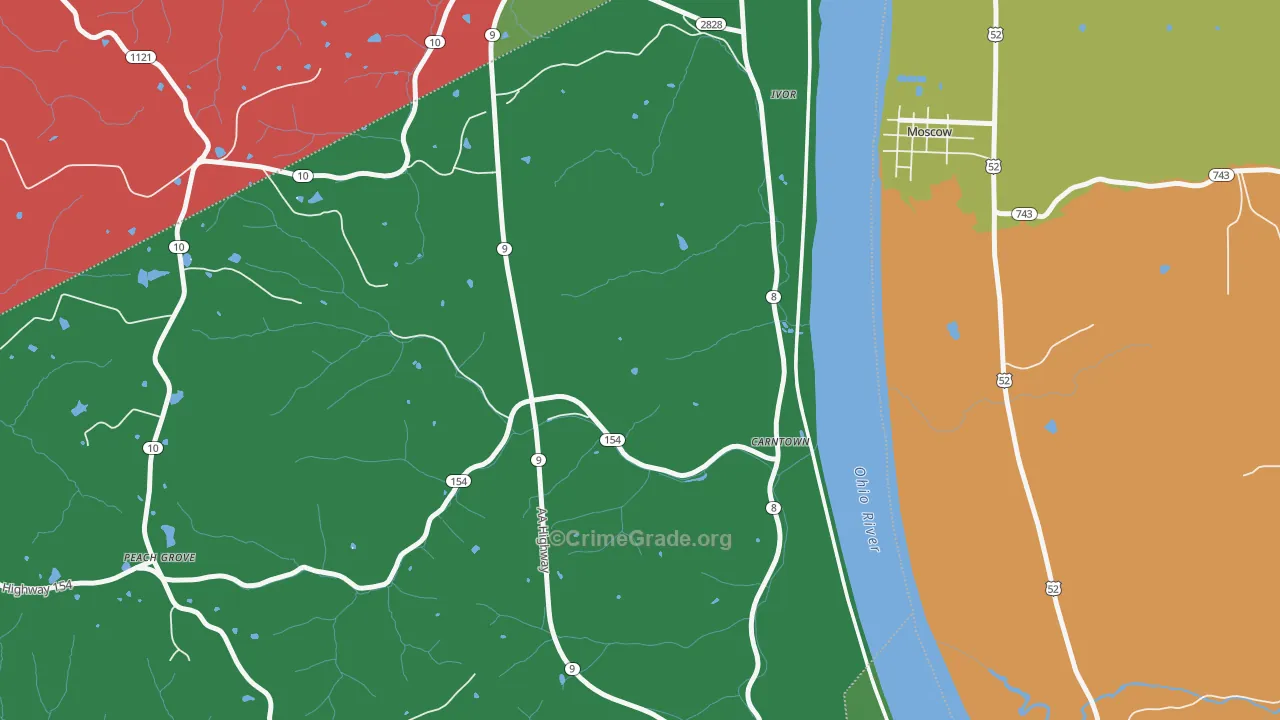 Ivor, KY Map of Theft Rates