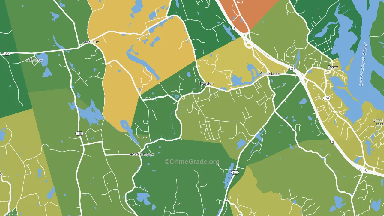 Ivoryton, CT Map of Theft Rates